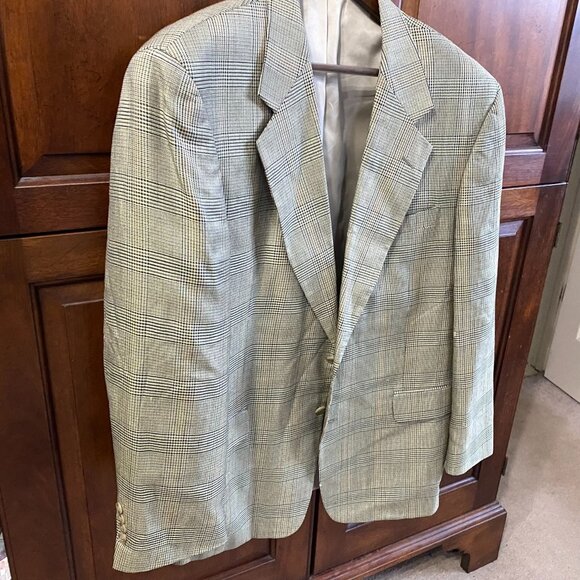 Jones New York Mens Blazer Jacket R44 Classic Plaid Wool Blend Double Button - Picture 8 of 11